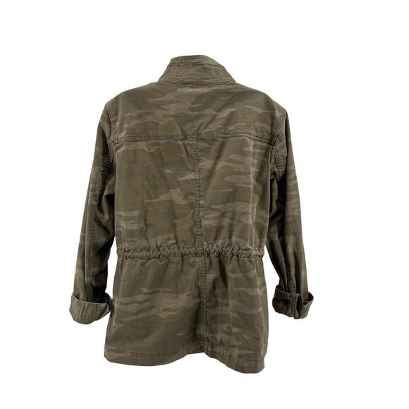 Style & Co Jacket Camo Print Coat Zip-Up Drawstring-Waist WMN L Green Button Zip - Picture 6 of 11